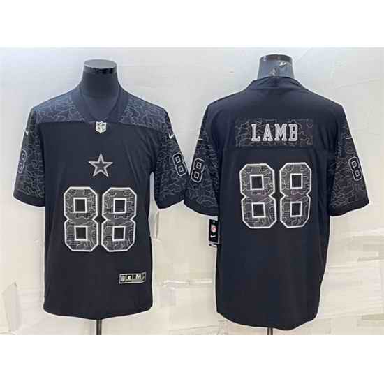 Men Dallas Cowboys 88 CeeDee Lamb Black Reflective Limited Stitched Football Jersey